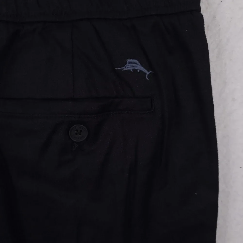 Tommy Bahama Linen Blend Pants Mens 1XLB Black Drawstring Beach Resort Trousers
